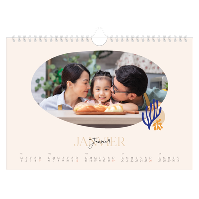 Calendrier photo A4 — Coraux minimalistes [Janvier]