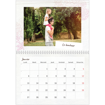 Calendrier photo A4 double (30 x 40 cm) — Ornements bucoliques [Janvier]